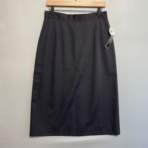 NWT Vintage Radcliffe Womens Black Elastic Waist‎ Midi Skirt Tea Length Size 14